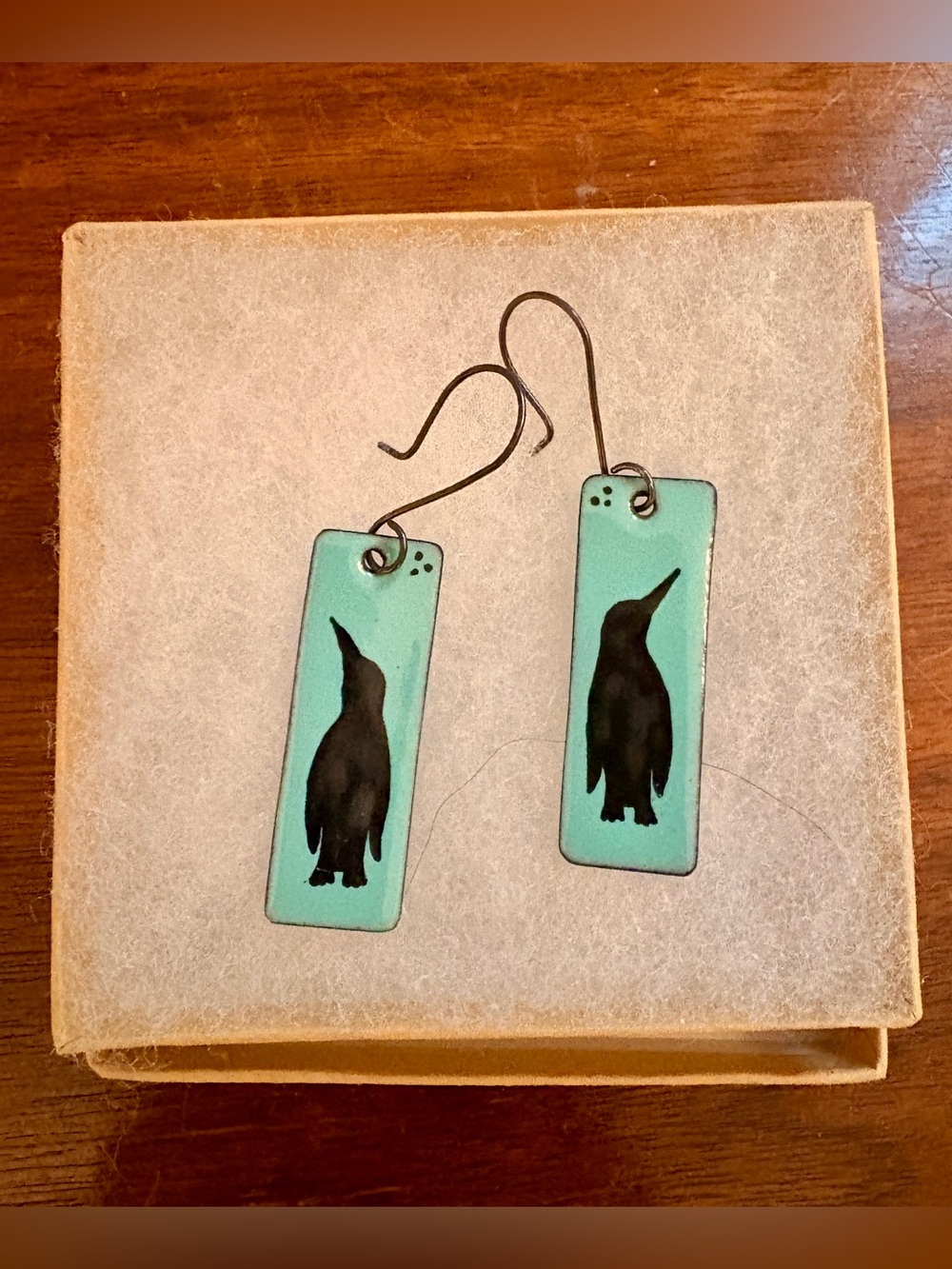 Handmade Turquoise Penguin Rectangle Drop Earrings - Women Jewelry